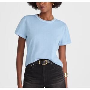 Madewell Women's Cotton Perfect Crewneck Short Sleeve Tee T-Shirt Blue XS New